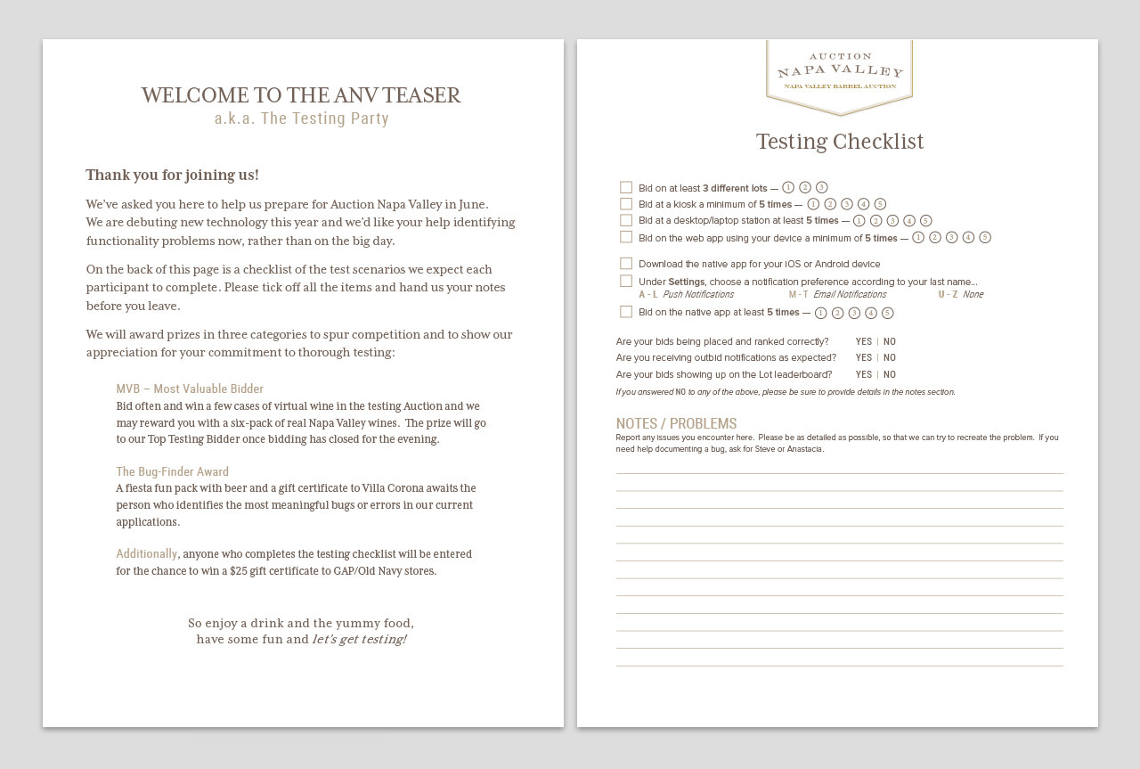 Testing Party Checklist
